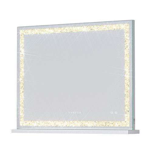 Miroir De Maquillage Hollywood Bluetooth Avec Bande Lumineuse En Cristal 100x80 Cm