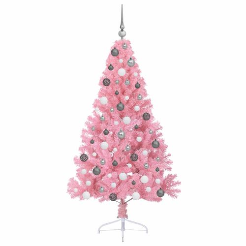 Sapin De Noël Artificiel Pré-éclairé Rose 180 Cm Pvc