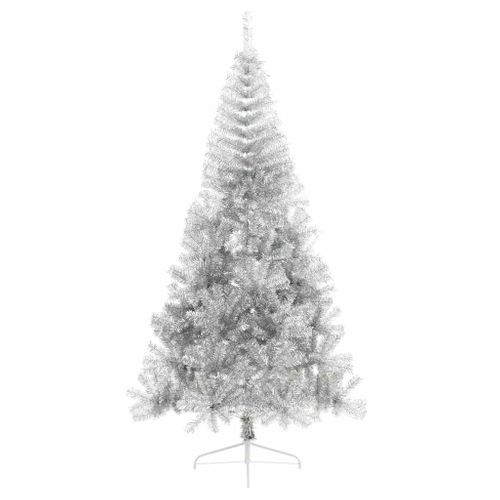Sapin De Noël Artificiel Pré-éclairé Argent 210 Cm Pet