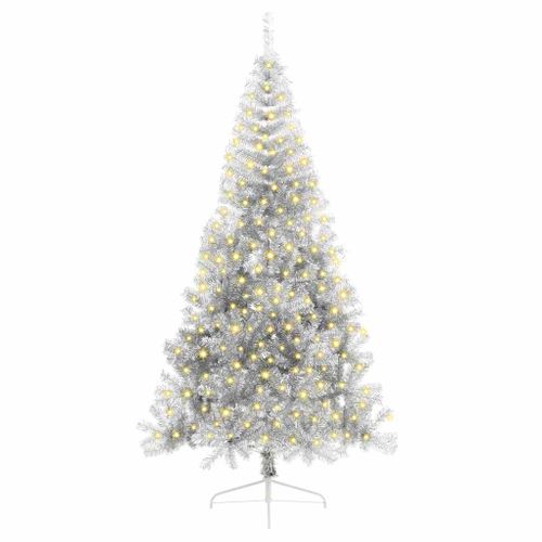 Sapin De Noël Artificiel Pré-éclairé Argent 240 Cm Pet