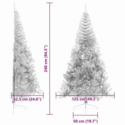 Sapin De Noël Artificiel Pré-éclairé Argent 240 Cm Pet
