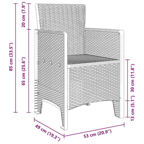 Chaise De Jardin 4 Pièces Anthracite 53 X 49 X 85 Cm Pp