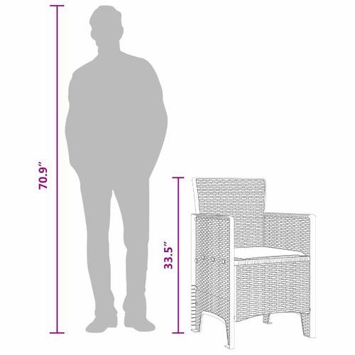 Chaise De Jardin 4 Pièces Marron 53 X 49 X 85 Cm Pp