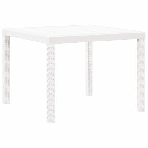 Table De Jardin Pour Repas Blanc 100 X 100 X 73 Cm Polyrotin