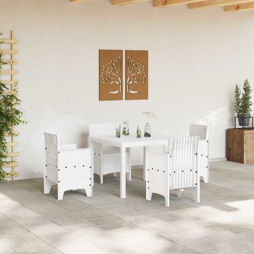 Table De Jardin Pour Repas Blanc 100 X 100 X 73 Cm Polyrotin