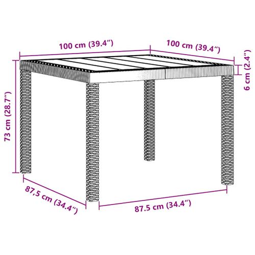 Table De Jardin Pour Repas Blanc 100 X 100 X 73 Cm Polyrotin