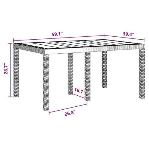 Table De Jardin Pour Repas Anthracite 150 X 100 X 73 Cm