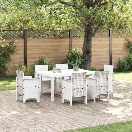 Table De Jardin Pour Repas Blanc 150 X 100 X 73 Cm Polyrotin