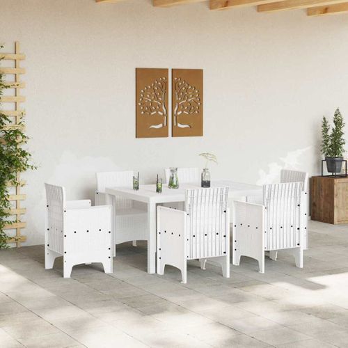 Table De Jardin Pour Repas Blanc 150 X 100 X 73 Cm Polyrotin