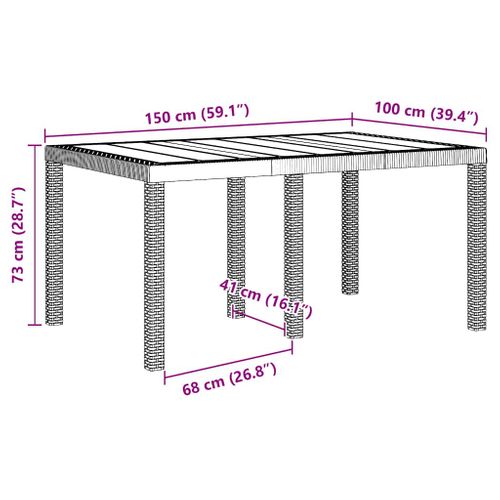 Table De Jardin Pour Repas Blanc 150 X 100 X 73 Cm Polyrotin