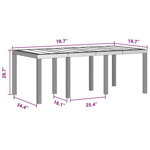 Table De Jardin Pour Repas Anthracite 200 X 100 X 73 Cm