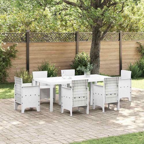 Table De Jardin Pour Repas Blanc 200 X 100 X 73 Cm Polyrotin