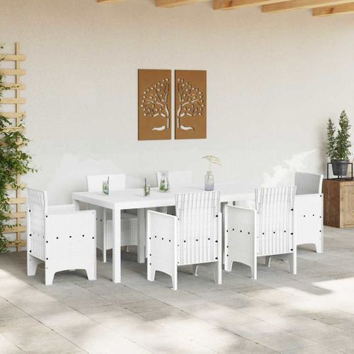 Table De Jardin Pour Repas Blanc 200 X 100 X 73 Cm Polyrotin