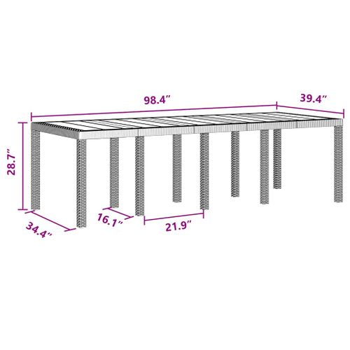 Table De Jardin Pour Repas Anthracite 250 X 100 X 73 Cm