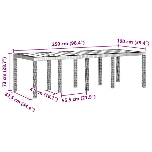 Table De Jardin Pour Repas Gris Clair 250 X 100 X 73 Cm
