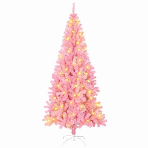 Sapin De Noël Avec 300 LED Avec Support Rose 180 Cm Pvc
