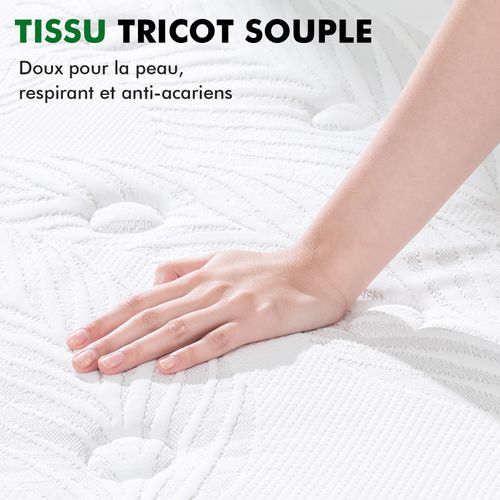 Matelas à Ressorts Ensachés 180x200 cm Epaisseur 22cm, 7 Zones