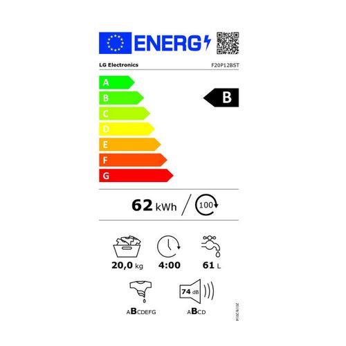 Lave-linge Frontal 20 kg 1000 trs/mn Noir - F20p12bst