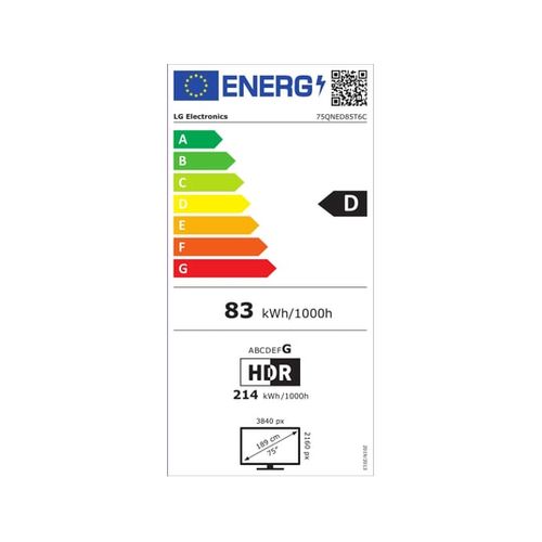 Téléviseur LED 75" (189cm) 4k UHD Smart TV - 75qned85t6c