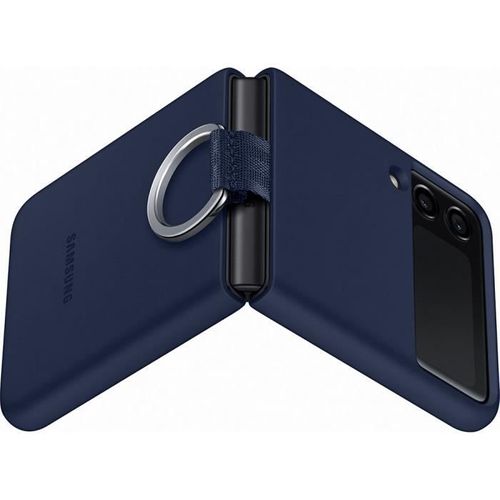 Coque En Silicone Pour Samsung Galaxy Z Flip 3 Avec Anneau Bleu