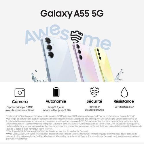 Smartphone  Galaxy A55 6,6" 5g Nano Sim 128 Go Lime