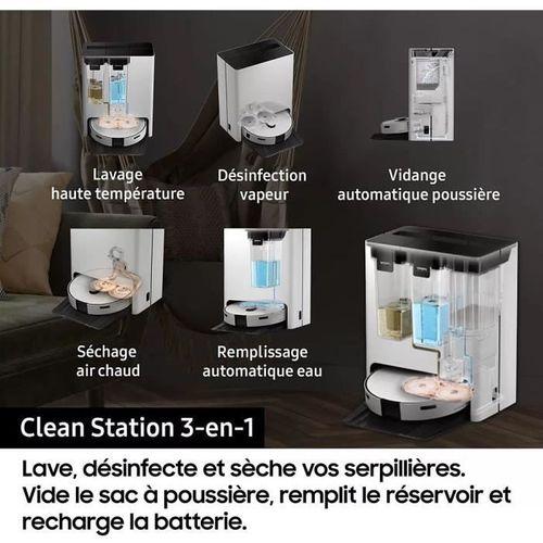 Aspirateur Robot Laveur -  Jet Bot Combo Ai Vr7md97a14g - Clean Station Désinfection Vapeur - Recon