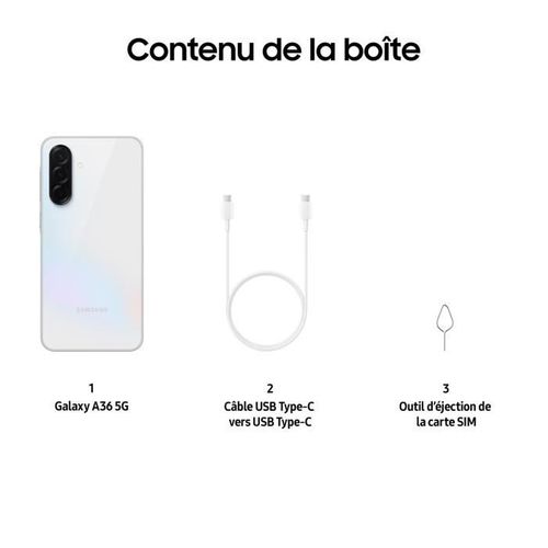 Smartphone Galaxy A36 6,7 5g Nano Sim 128 Go Blanc