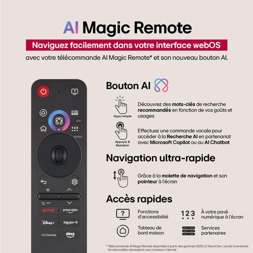 Téléviseur OLED AI 77'' 4K LG 195 cm OLED77B56LA.AEU