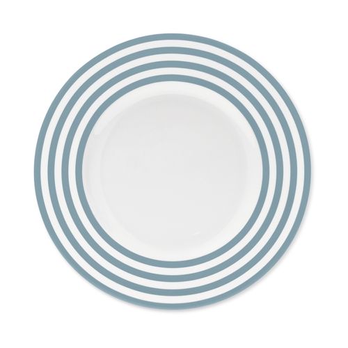 Assiette Dessert À Rayures Bleu Jean En Porcelaine 22cm - Lot De 6