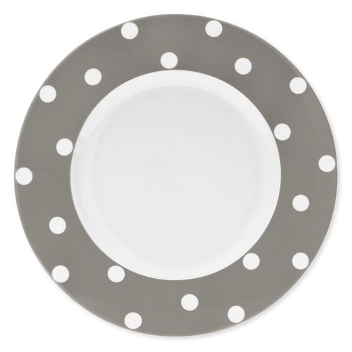 Assiette Plate À Pois Taupe En Porcelaine 29cm - Lot De 6