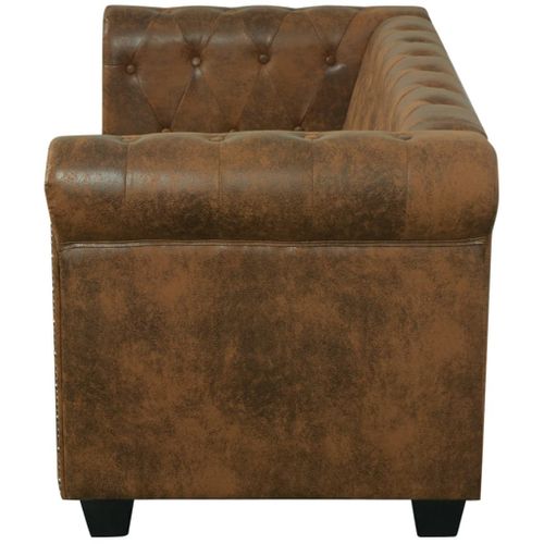 Canapé Chesterfield 2 Places Cuir Artificiel Marron