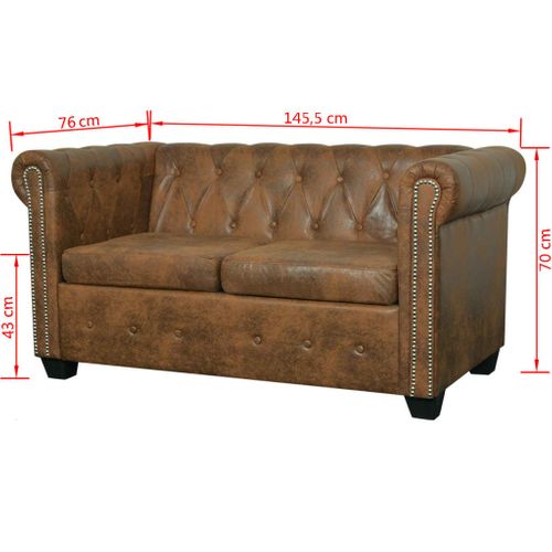 Canapé Chesterfield 2 Places Cuir Artificiel Marron
