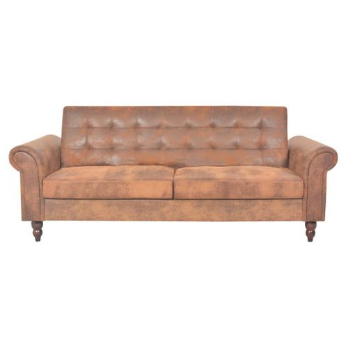 Canapé à 2 Places Convertible Accoudoir Daim Synthétique Marron