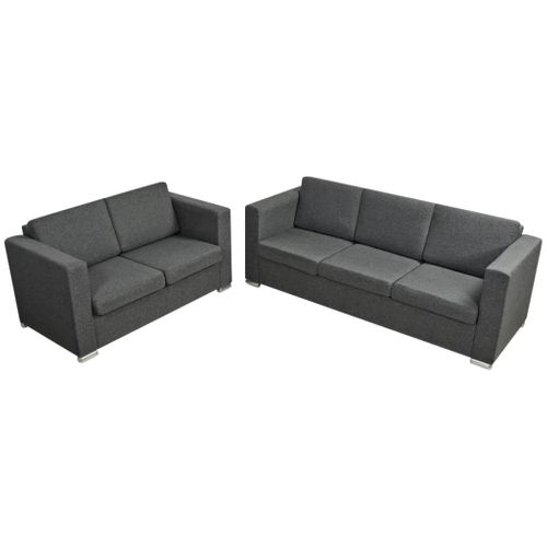 Ensemble De Canapés Deux Pièces Tissu Gris Foncé