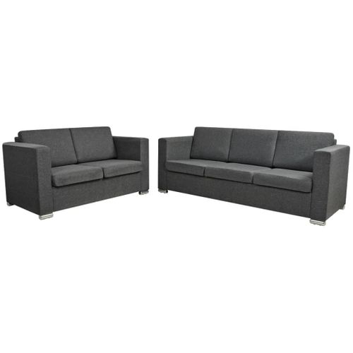 Ensemble De Canapés Deux Pièces Tissu Gris Foncé