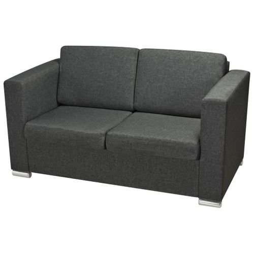 Ensemble De Canapés Deux Pièces Tissu Gris Foncé