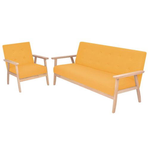 Ensemble De Canapé 2 Pièces Tissu Jaune