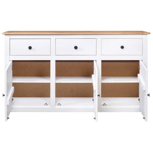 Buffet Blanc 135x40x80 Cm Pin Solide Gamme Panama