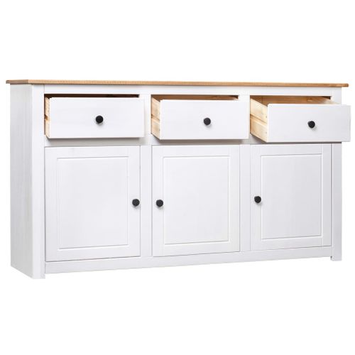 Buffet Blanc 135x40x80 Cm Pin Solide Gamme Panama