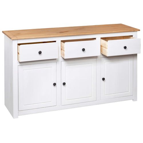 Buffet Blanc 135x40x80 Cm Pin Solide Gamme Panama