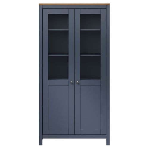 Vitrine Hill 85x37x170,5 Cm Bois De Pin Solide - Gris