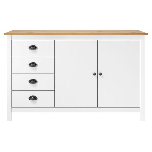 Buffet Hill Blanc 130x40x80 Cm Bois De Pin Solide