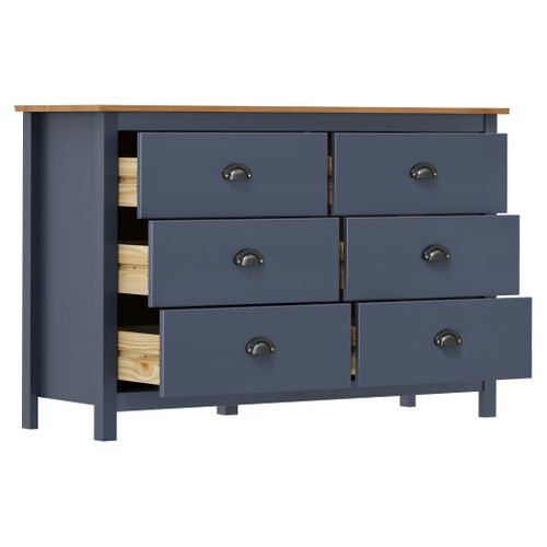 Commode Hill 125x40x80 Cm Bois De Pin Solide - Gris