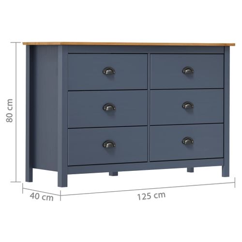 Commode Hill 125x40x80 Cm Bois De Pin Solide - Gris