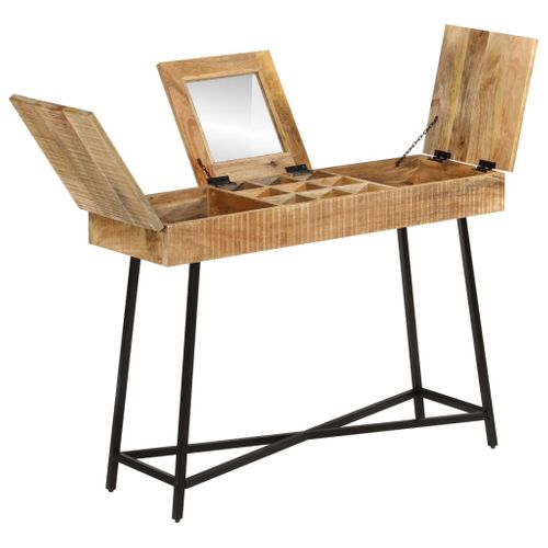 Coiffeuse 105x35x75 Cm Bois De Manguier Massif Brut Et Fer