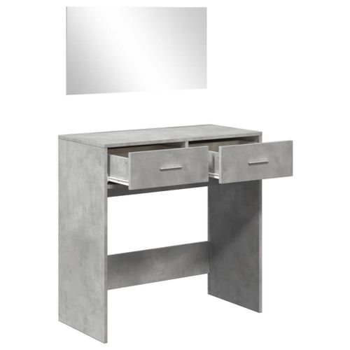 Coiffeuse Avec Miroir Gris Béton 80x39x80 Cm