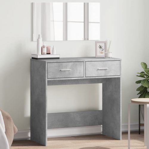 Coiffeuse Avec Miroir Gris Béton 80x39x80 Cm