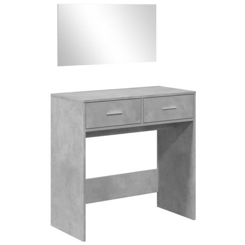 Coiffeuse Avec Miroir Gris Béton 80x39x80 Cm