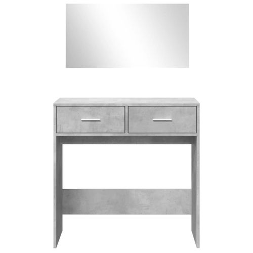 Coiffeuse Avec Miroir Gris Béton 80x39x80 Cm