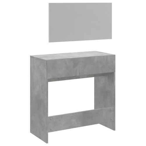 Coiffeuse Avec Miroir Gris Béton 80x39x80 Cm